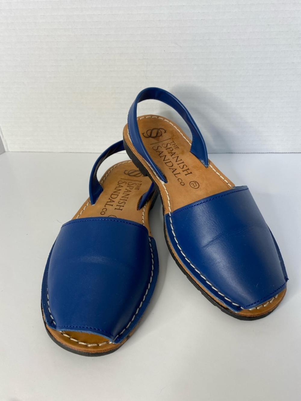 Spanish Sandal Co. Blue Leather Slingback Avarca Sandals